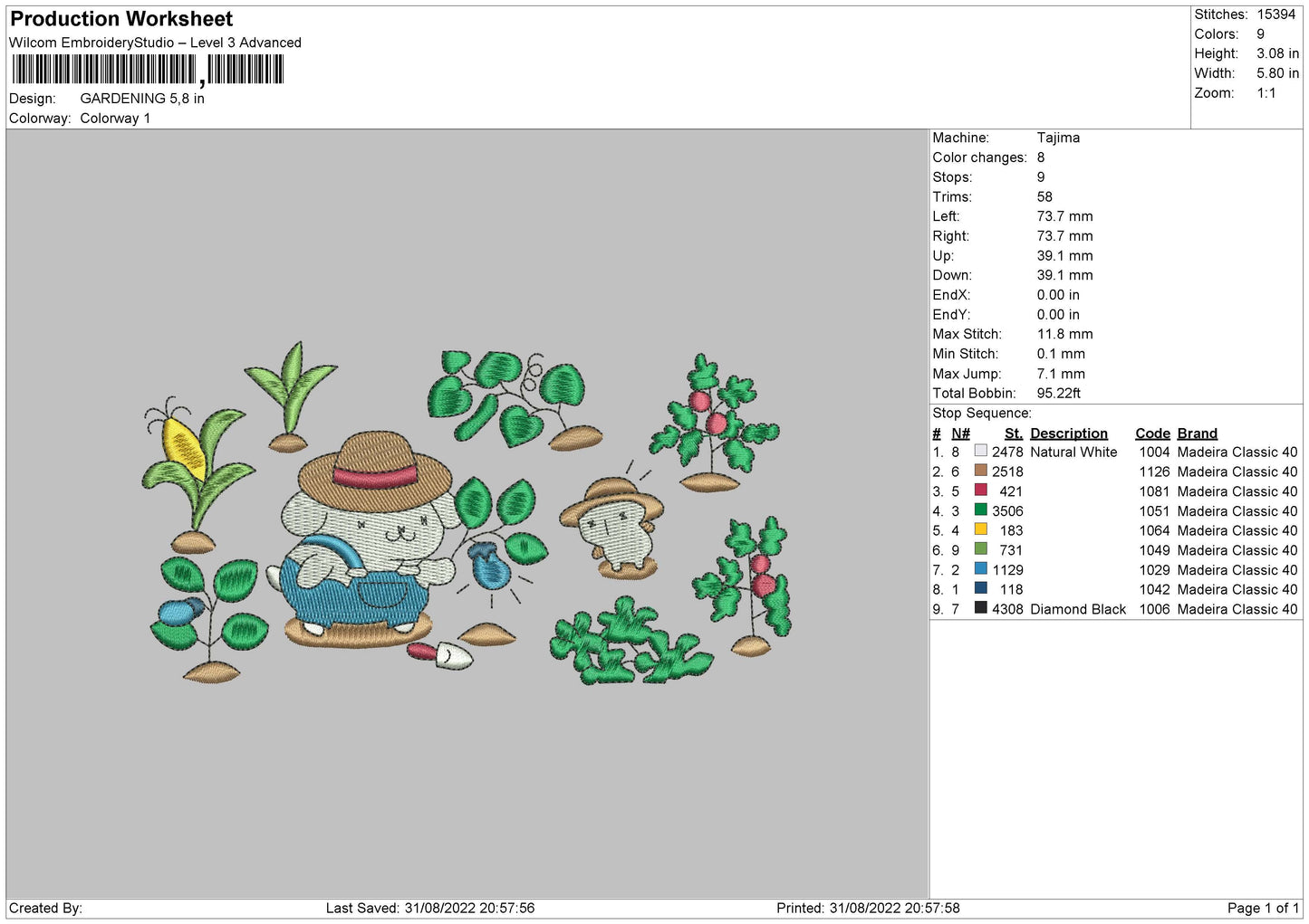 Gardening Embroidery File 5 sizes