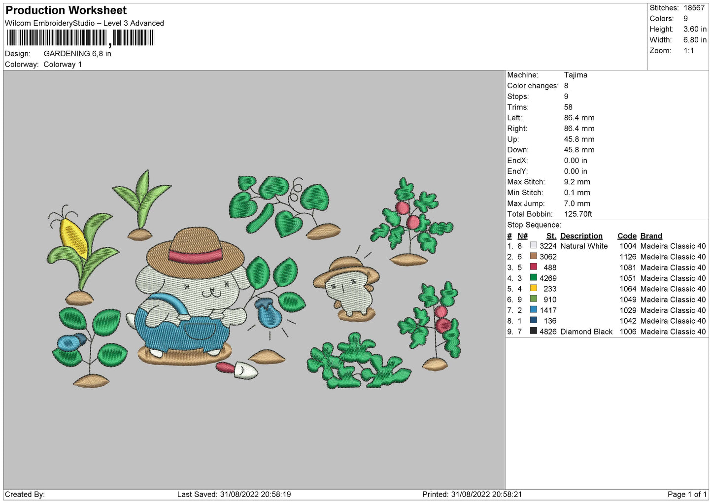 Gardening Embroidery File 5 sizes