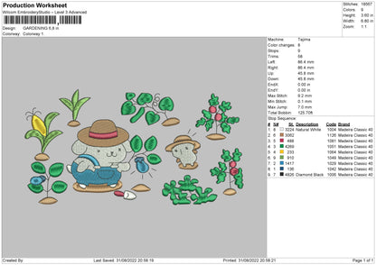 Gardening Embroidery File 5 sizes