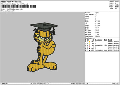Cat Graduate 0207 Embroidery File 6 sizes