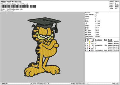 Cat Graduate 0207 Embroidery File 6 sizes