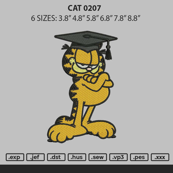Cat Graduate 0207 Embroidery File 6 sizes
