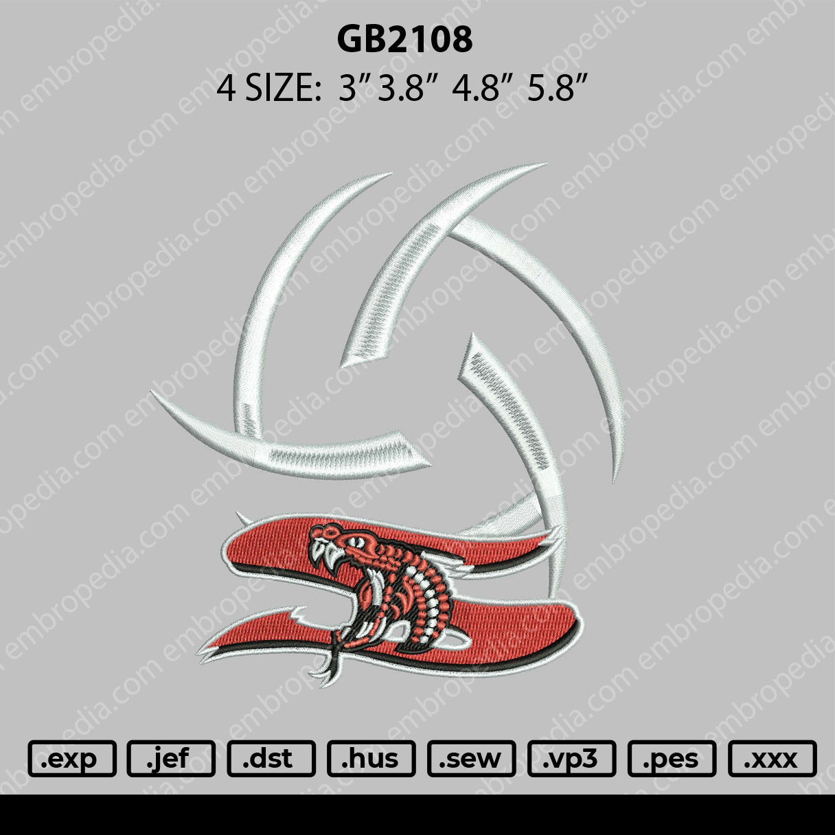 GB2108 Embroidery File 4 size