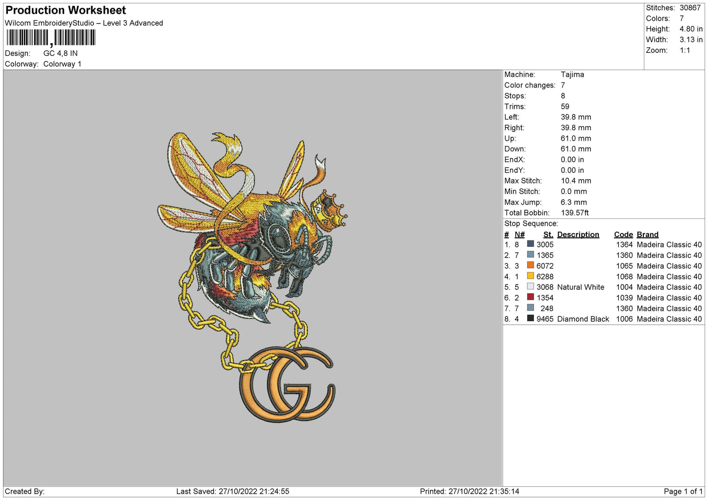 GC 002 Embroidery File 5 Sizes