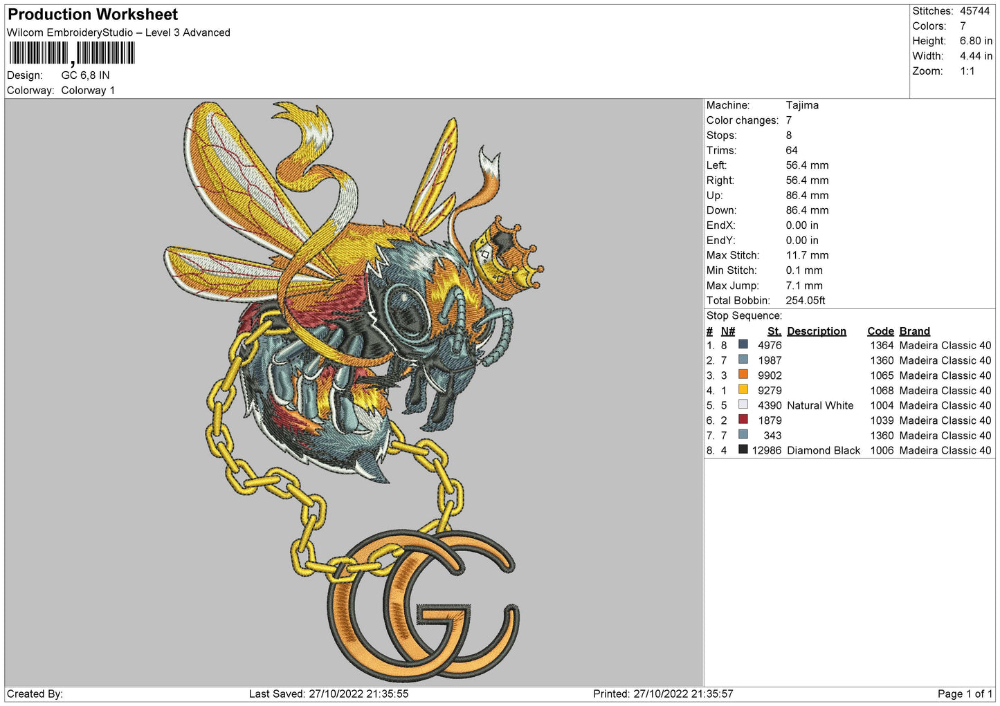 GC 002 Embroidery File 5 Sizes
