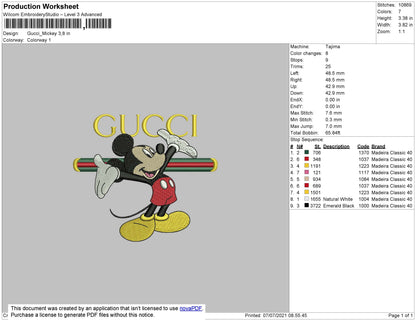 Gucci Mickey Embroidery File 4 size