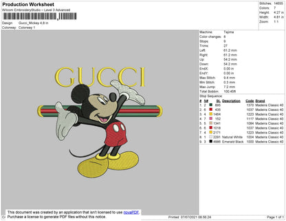Gucci Mickey Embroidery File 4 size