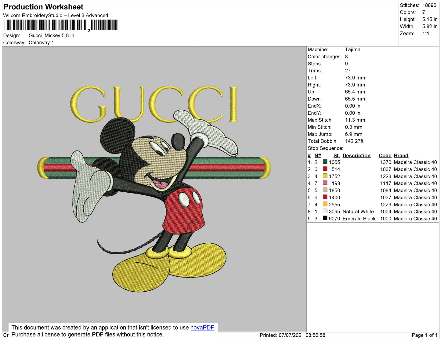 Gucci Mickey Embroidery File 4 size