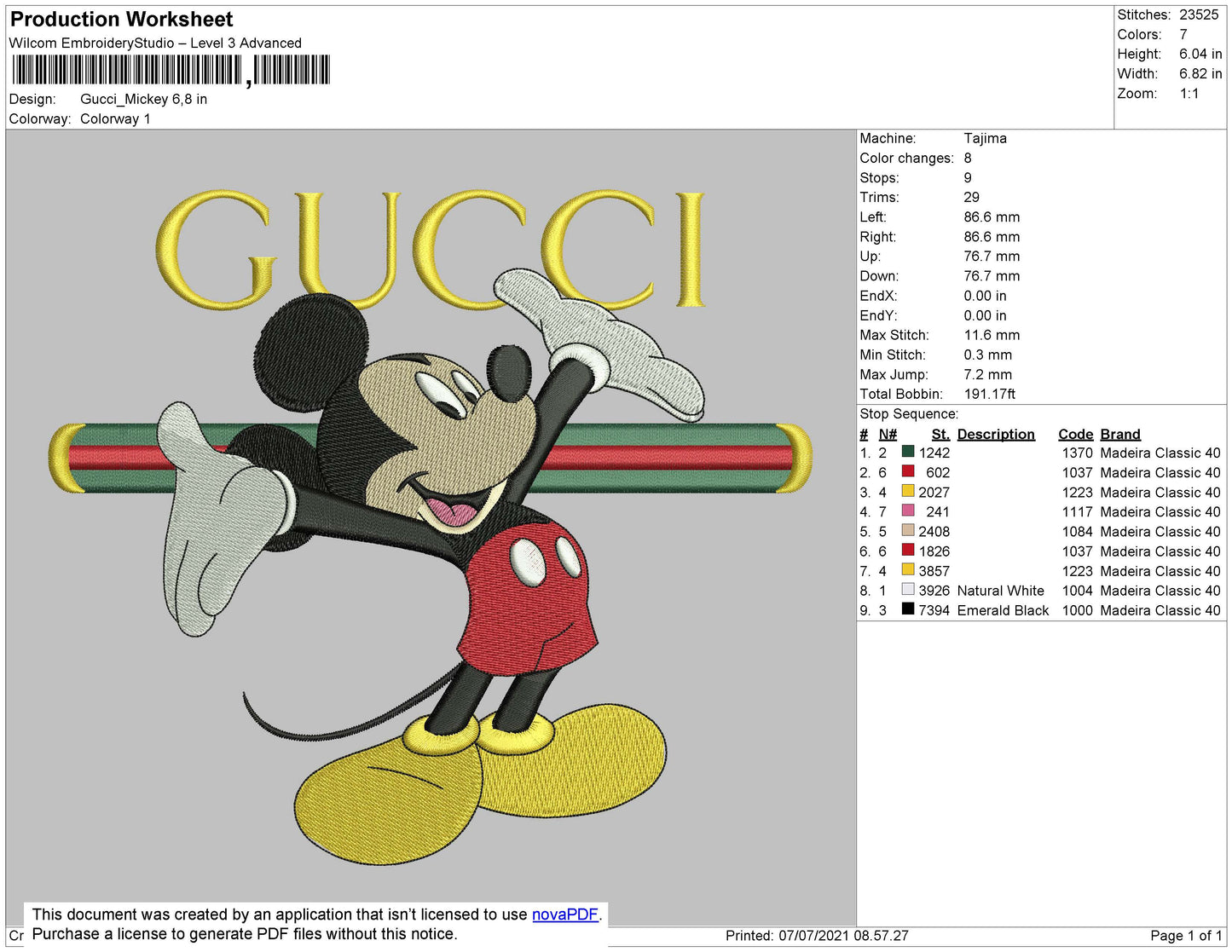 Gucci Mickey Embroidery File 4 size