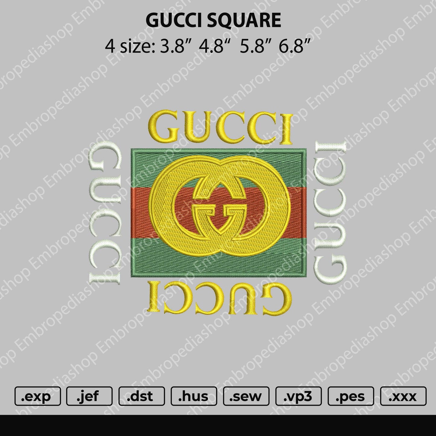 Gucc1 Square Embroidery File 4 size