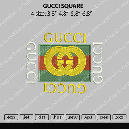 Gucc1 Square Embroidery File 4 size