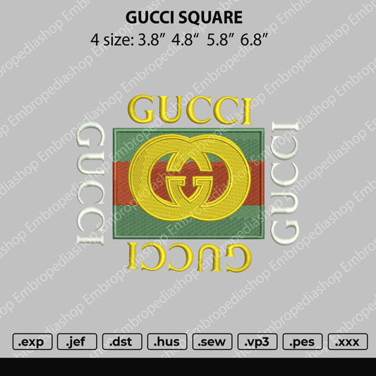 Gucc1 Square Embroidery File 4 size