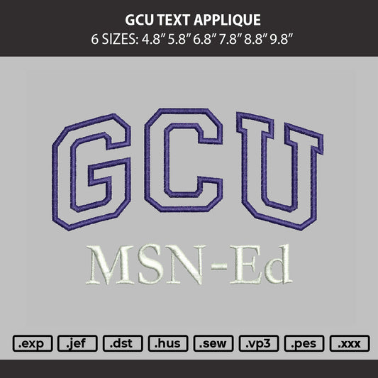 Gcu Text Applique Embroidery File 6 sizes