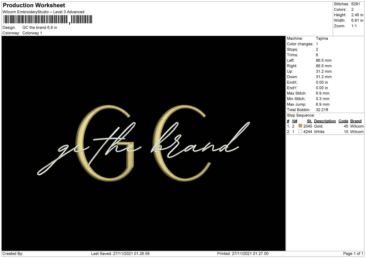 GC The Brand Embroidery File 4 size