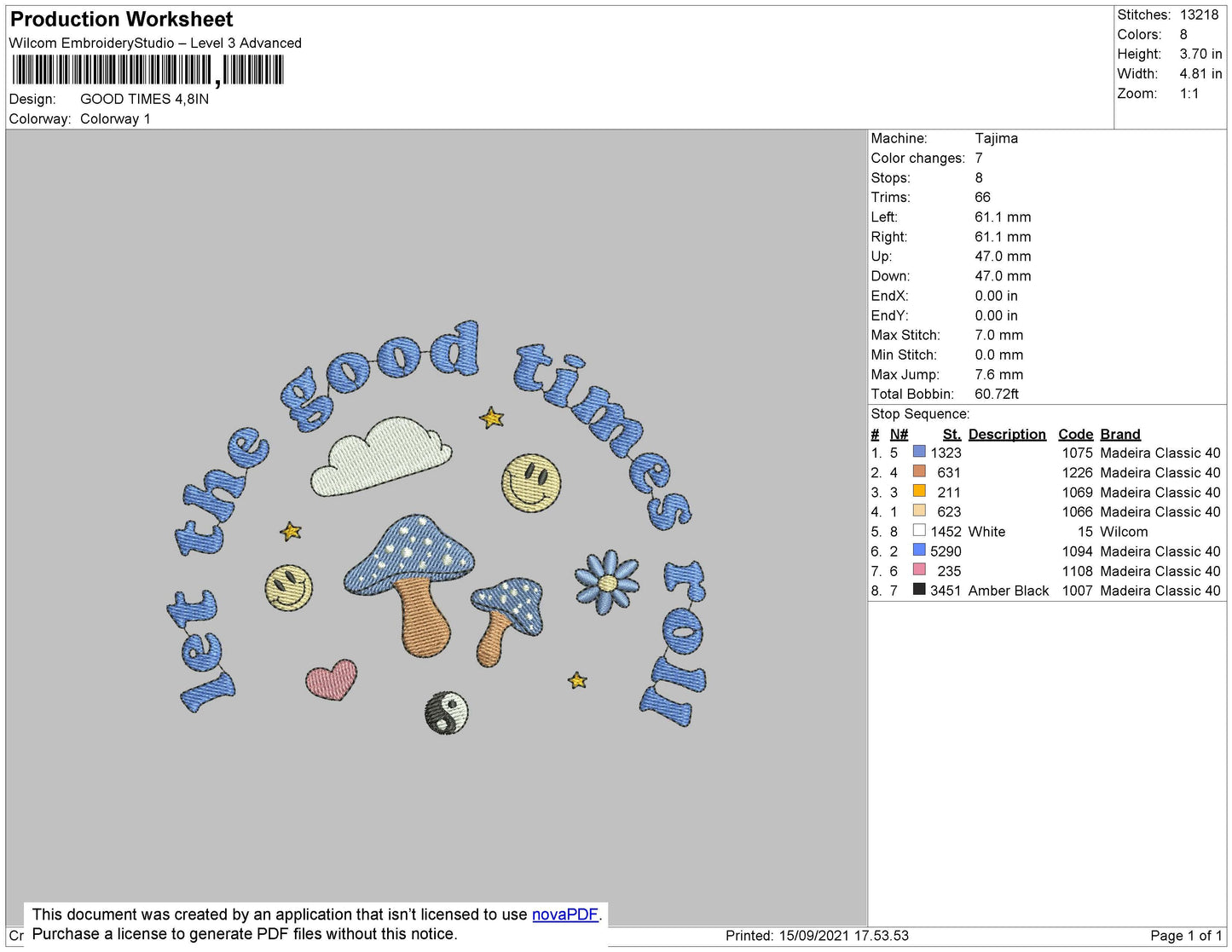 Good Times Embroidery File 4 size