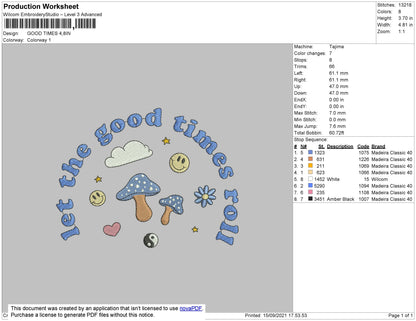 Good Times Embroidery File 4 size