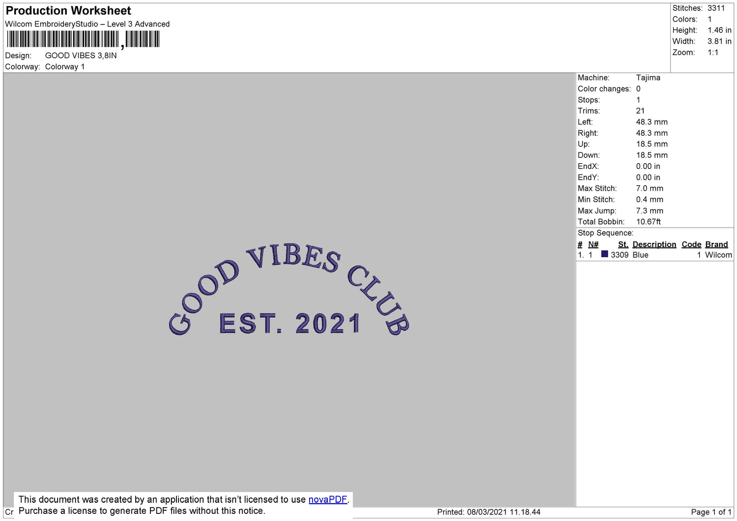 Good Vibes Embroidery File 4 size