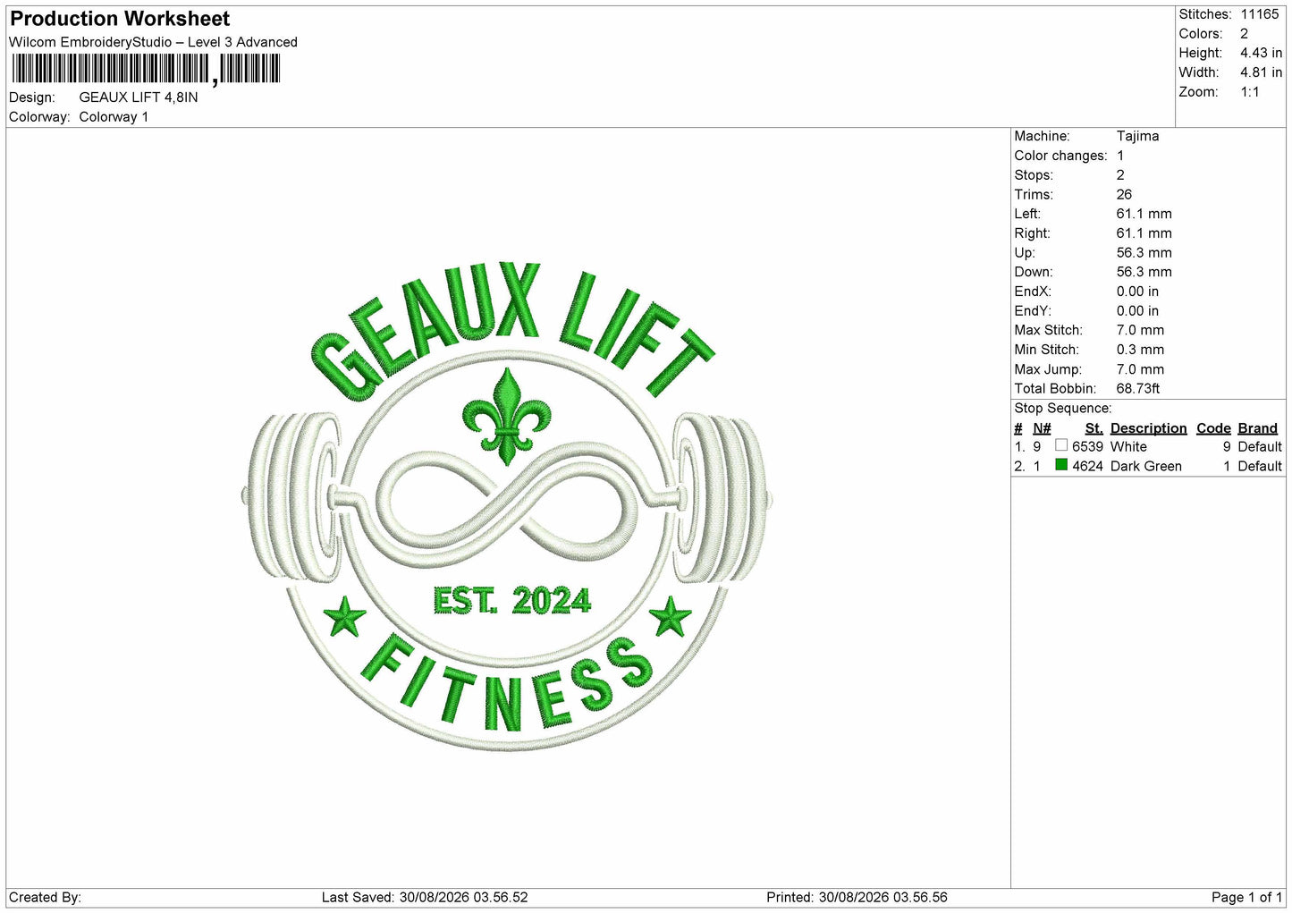 Geaux Text Embroidery Machine Design File 6 sizes