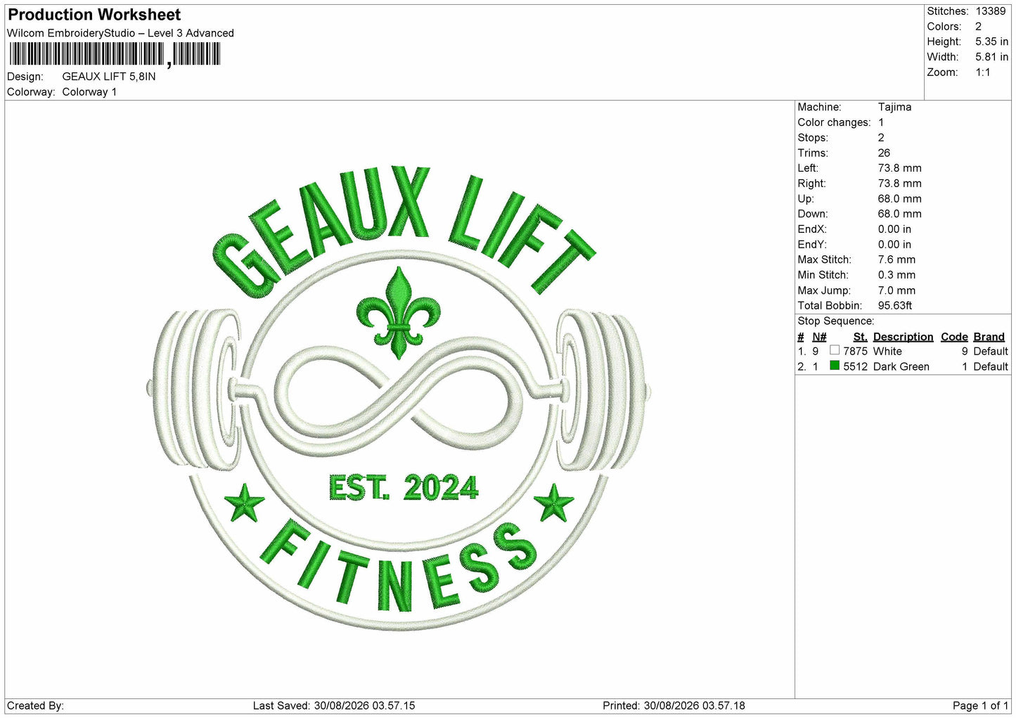 Geaux Text Embroidery Machine Design File 6 sizes
