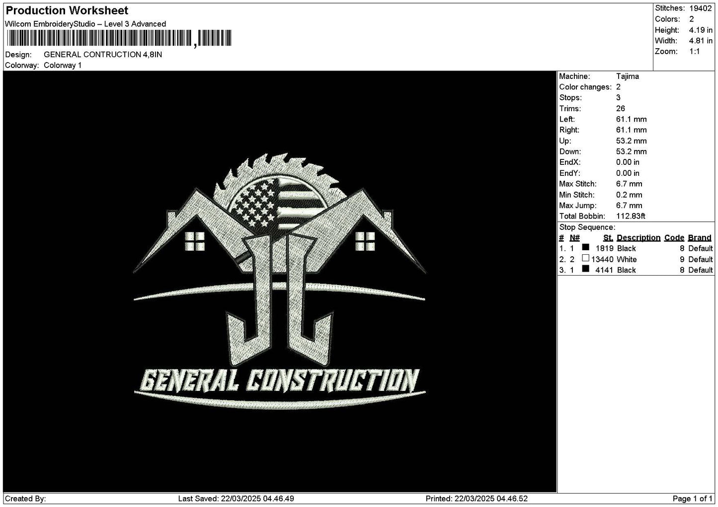 Generaltext 01 Embroidery File 6 sizes