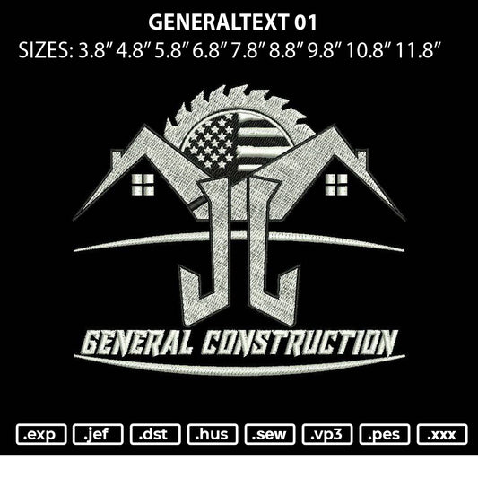 Generaltext 01 Embroidery File 6 sizes