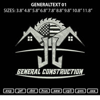 Generaltext 01 Embroidery File 6 sizes