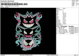 Gengar Outlines Neon Embroidery File 6 sizes