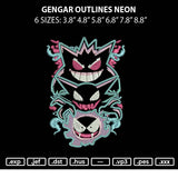 Gengar Outlines Neon Embroidery File 6 sizes
