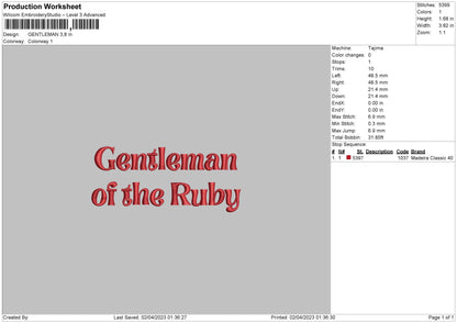 Gentleman Embroidery File 6 sizes