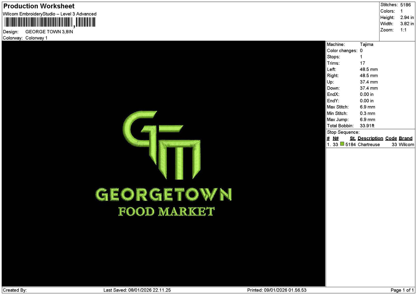Towntext Embroidery File 6 sizes