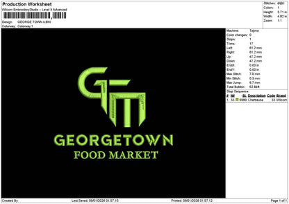Towntext Embroidery File 6 sizes