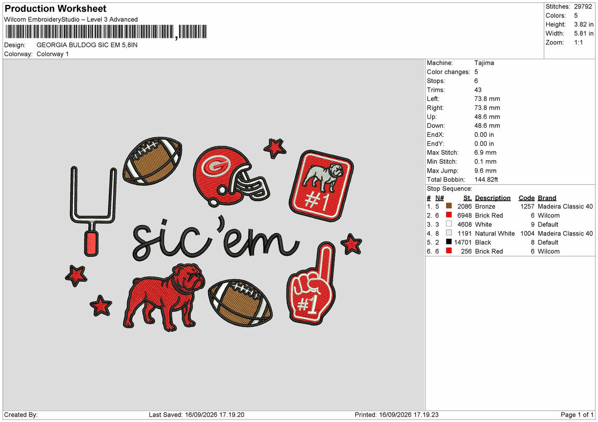 Sicem Text Embroidery Machine Design File 6 sizes