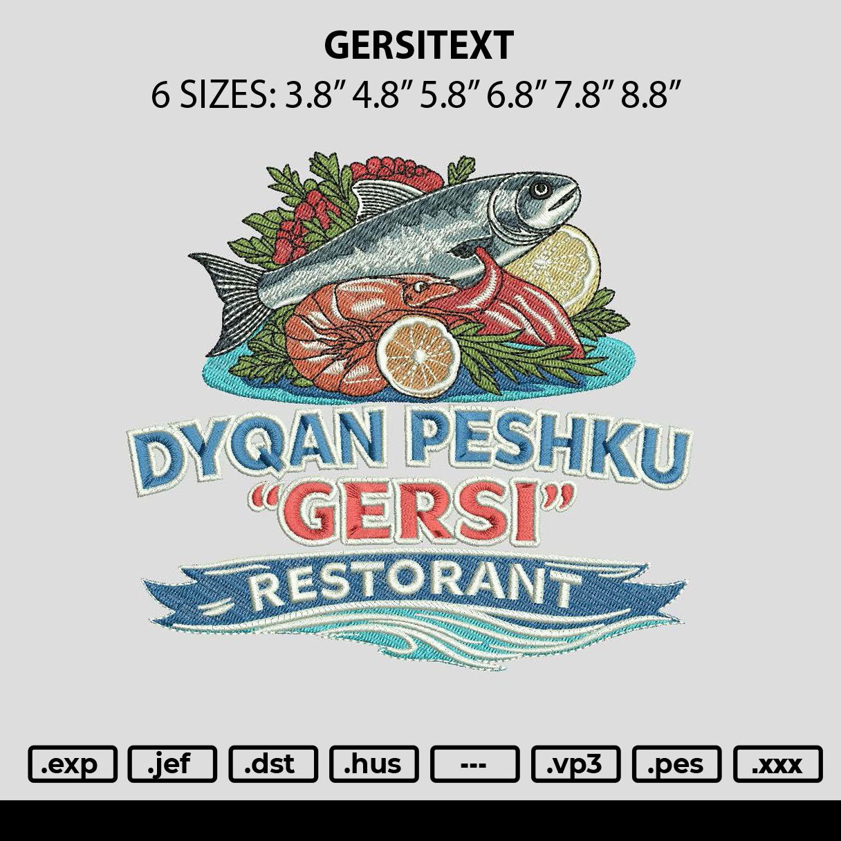 Gersitext Embroidery File 6 sizes