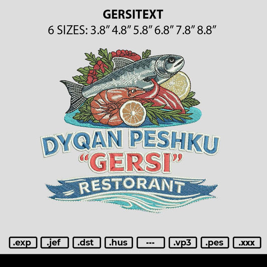 Gersitext Embroidery File 6 sizes