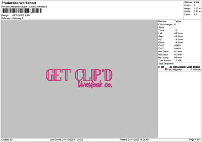 Clipdtext Embroidery File 6 sizes