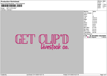 Clipdtext Embroidery File 6 sizes