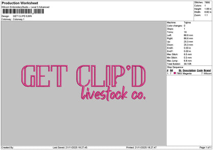 Clipdtext Embroidery File 6 sizes