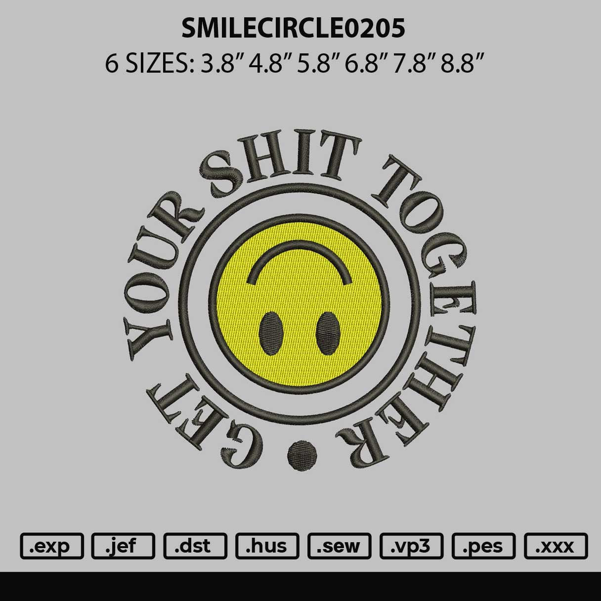 Smilecircle0205 Embroidery File 6 sizes