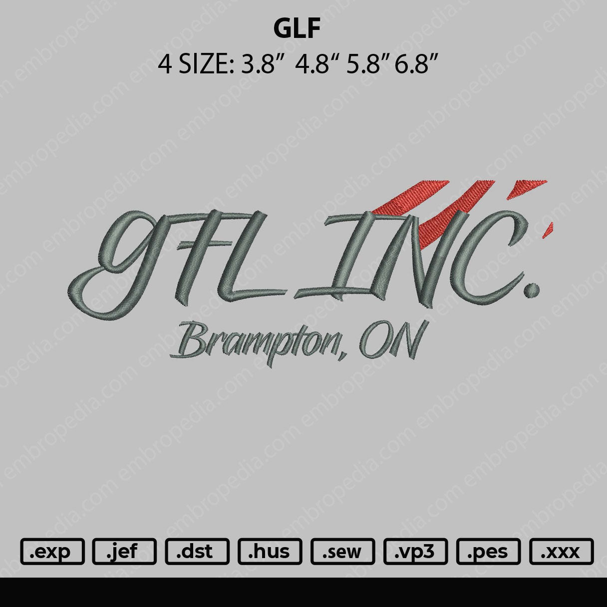 GLF Embroidery File 4 sizes