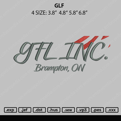GLF Embroidery File 4 sizes