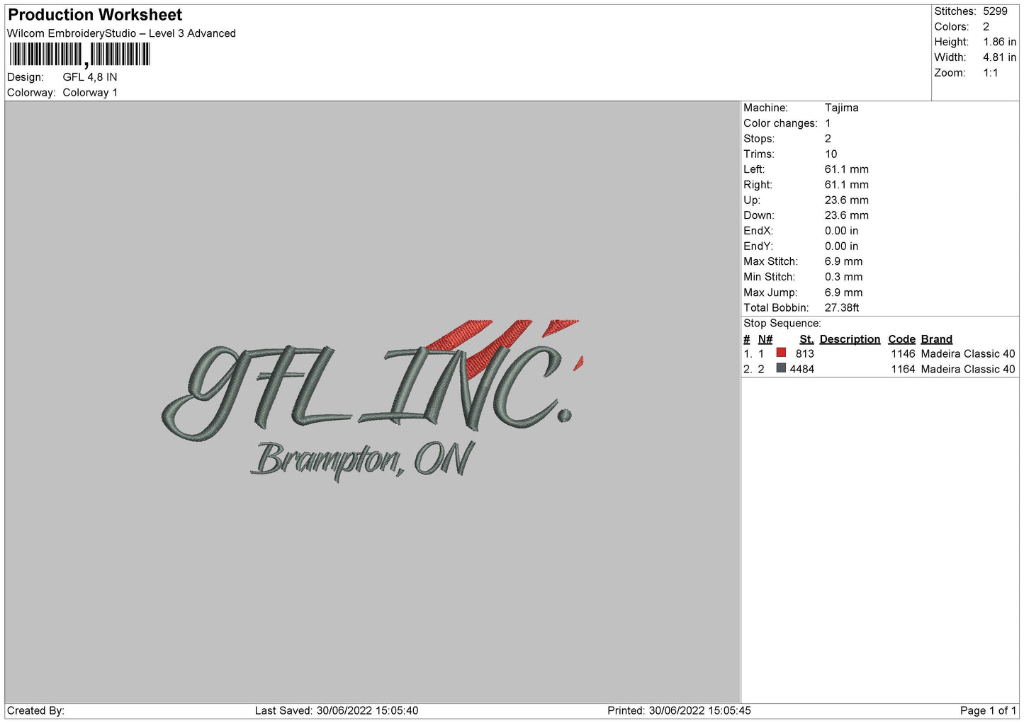 GLF Embroidery File 4 sizes
