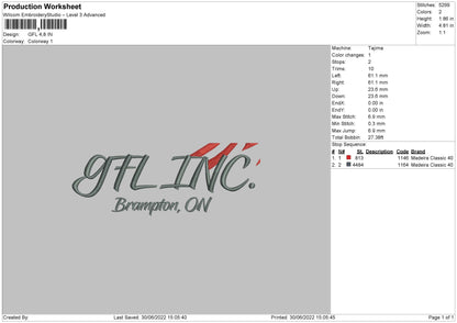 GLF Embroidery File 4 sizes