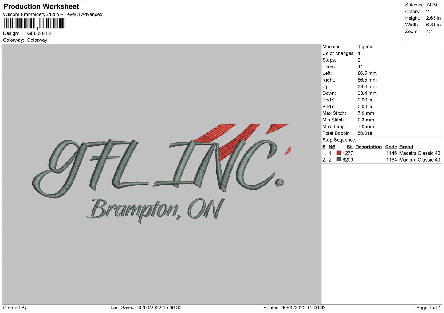 GLF Embroidery File 4 sizes