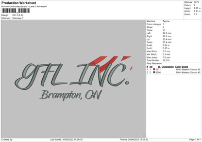 GLF Embroidery File 4 sizes