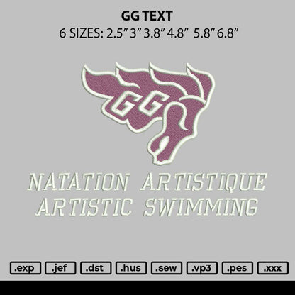 Gg Text Embroidery File 6 sizes