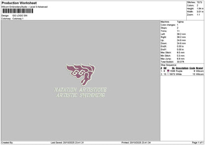 Gg Text Embroidery File 6 sizes