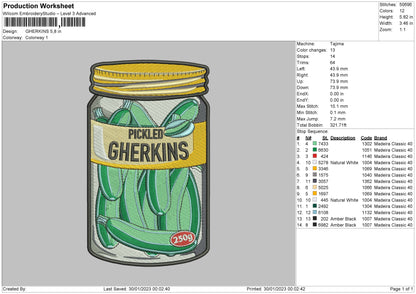 Gherkins Embroidery File 6 sizes