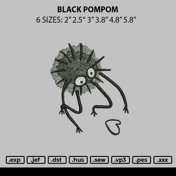 Black Pompom Embroidery File 6 sizes