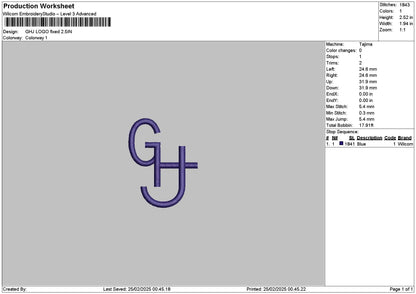 Ghtext Embroidery File 6 sizes