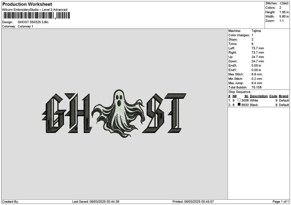 Ghost Text 0503 Embroidery File 6 sizes – Master Digitizer